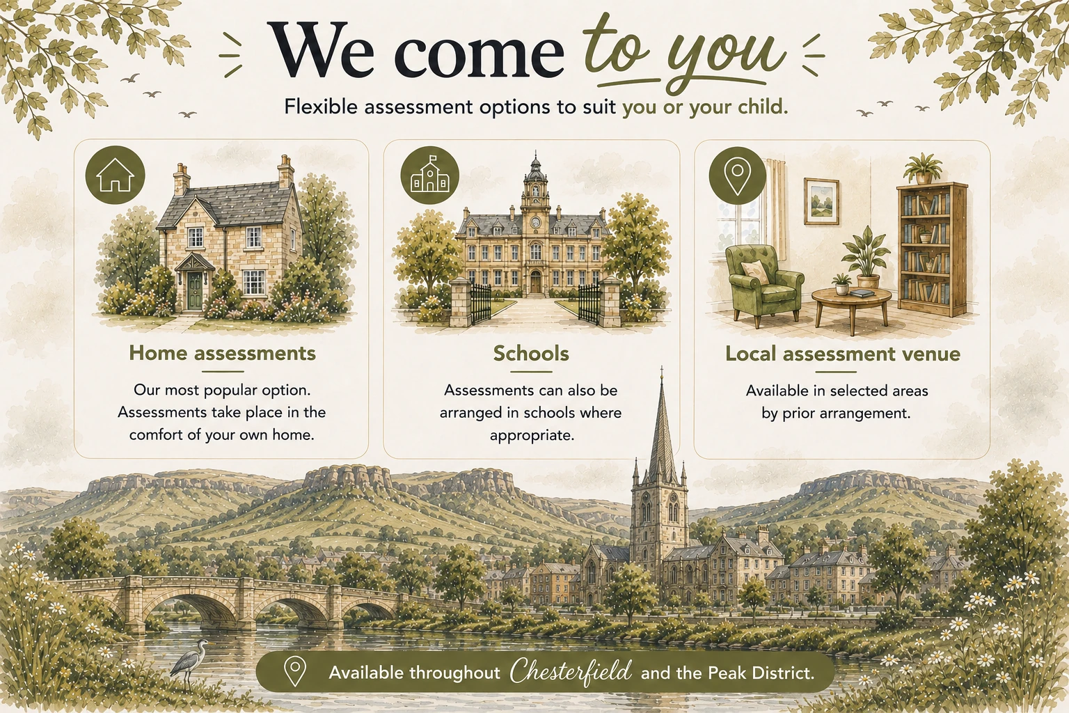 Defining Dyslexia assessment location options in Chesterfield and the Peak District