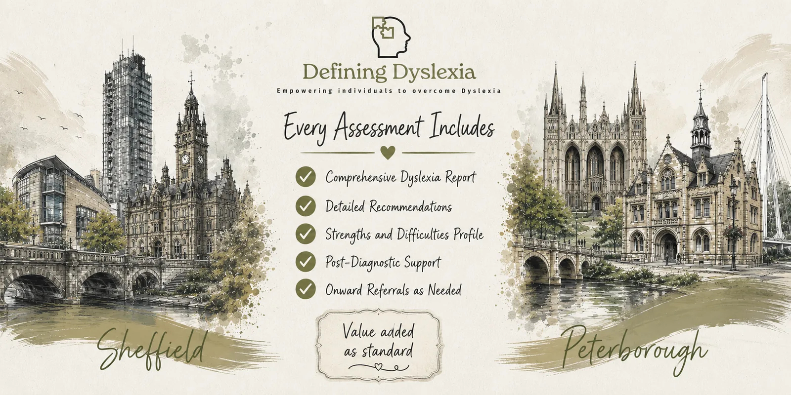 Every assessment includes a comprehensive dyslexia report, detailed recommendations, a strengths and difficulties profile, post-diagnostic support and onward referrals as needed